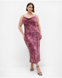 City Chic - Sadie Lace Print Slip Dress