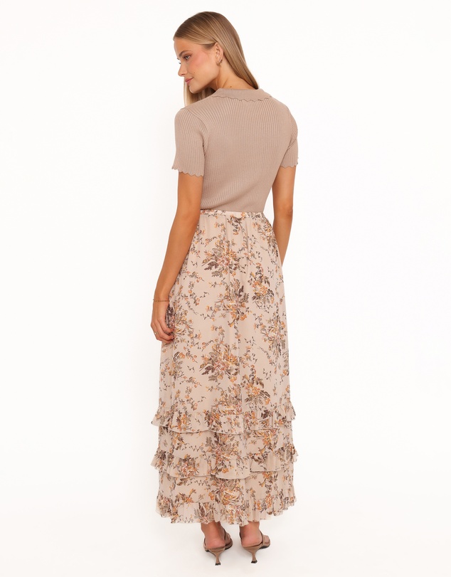 Petal & Pup - Kadie Maxi Skirt - Beige Floral