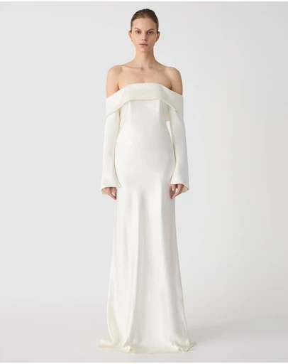 MISHA - Bianca Off Shoulder Long Sleeve Gown
