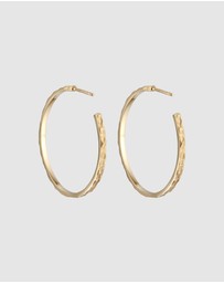 Elli Jewelry - Earrings Creoles plug hammered in 925 sterling silver gold plated