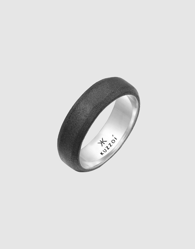 Kuzzoi - ICONIC EXCLUSIVE - Bevelled Band Ring in Oxidised 925 Sterling Silver