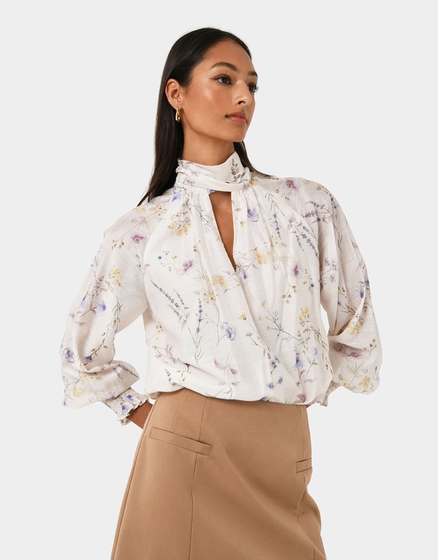 Forcast - Aurae Floral Tie Blouse