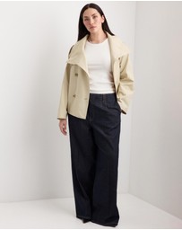 M.N.G - Double-Breasted Cropped Trench Coat