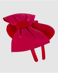 Max Alexander - Felt Red Winter Pillbox Fascinator with Bow