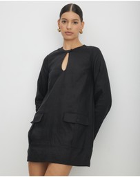 AERE - Ania Pocket Detail Linen Mini Dress