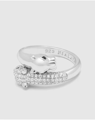 Nialaya Jewellery - Women's Twisted Panther Ring in Silver