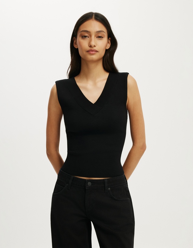 Cotton On - Double Knit V Neck Tank