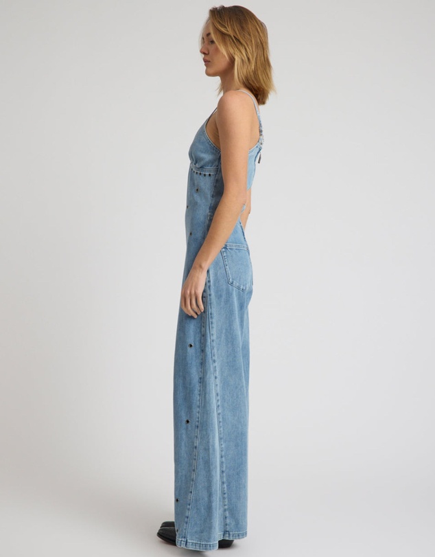 ONE TEASPOON - Brigitte Wide Leg Cami Denim Jumpsuit - Blue Rapture