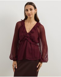 Atmos&Here - Piper V-Neck Ruffle Blouse
