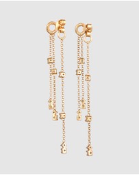 Elli Jewelry - Earrings Ear Hanger Chain Design with Zirconia in 925 Sterling Silver Gold Plated
