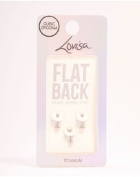 Lovisa - Titanium Baguette Cubic Zirconia Flat Backs 3-Pack