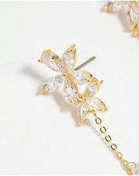Lovisa - Gold Plated Cubic Zirconia Flower Chain Drop Earrings