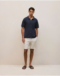 Trenery - Cotton Basketweave Knit Shirt in Navy