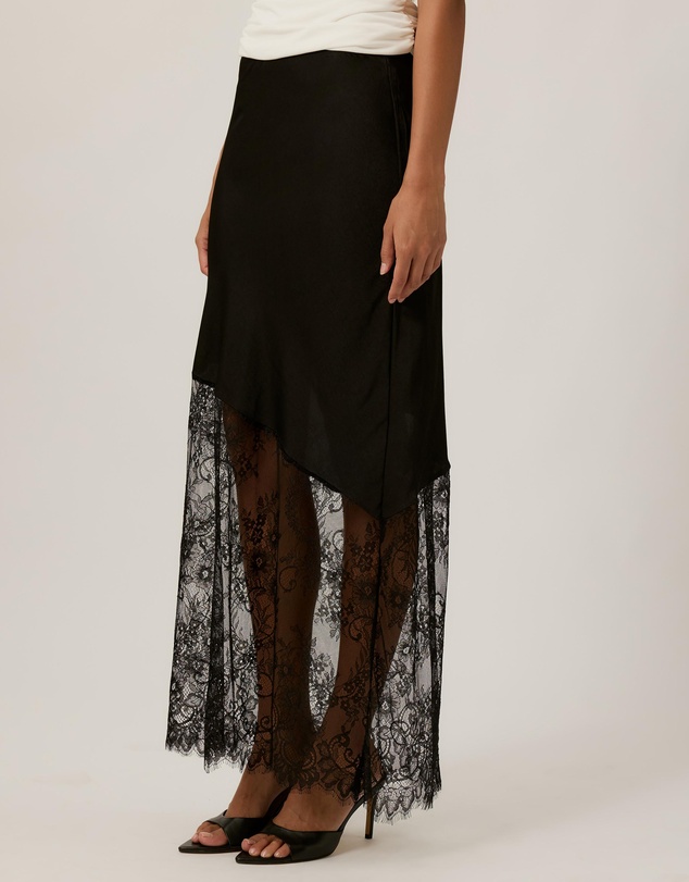 Tussah - Opal Satin Lace Trim Maxi Skirt