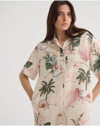 Oxford - Milos Printed Linen Mini Dress