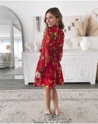 Esther & Co - Neary Dress - Red Watercolour