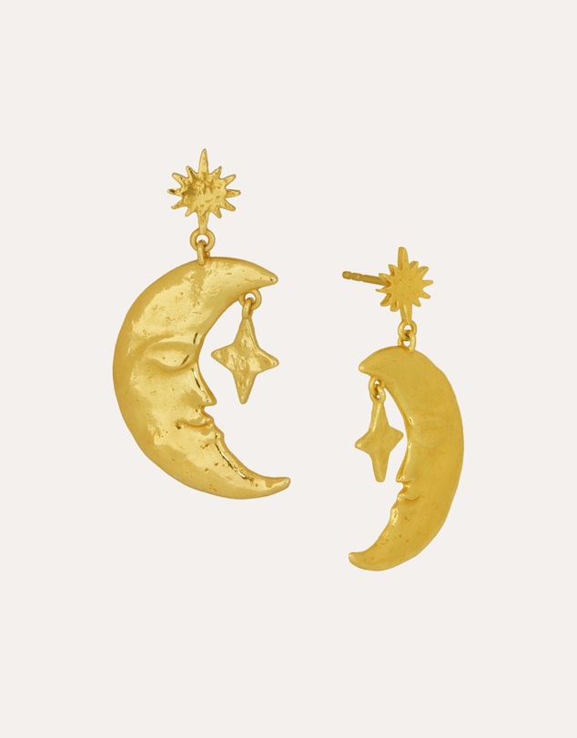 Ottoman Hands - Crescent Moon Drop Earrings