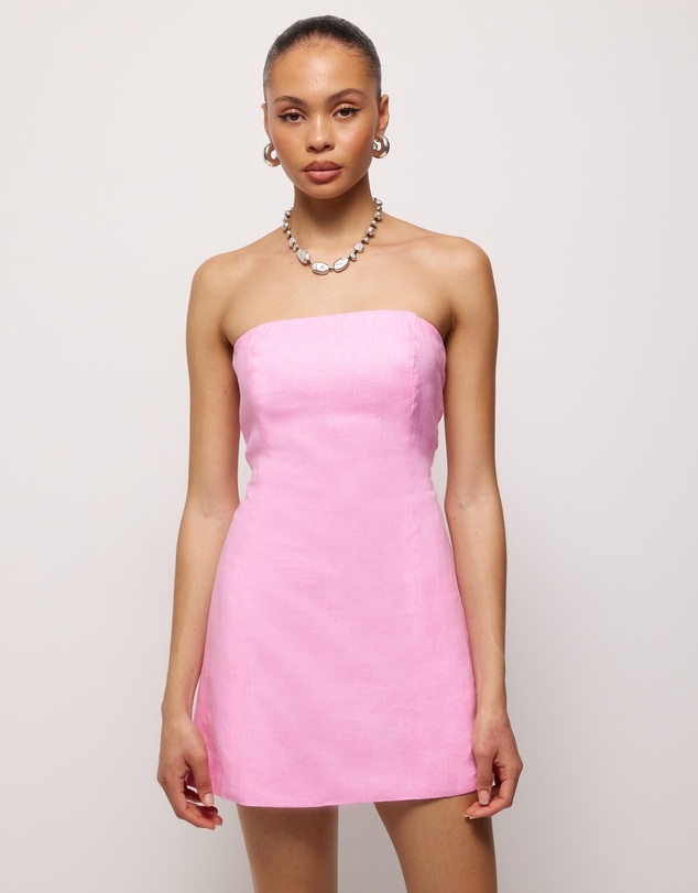 AERE - Fia Linen Strapless Mini Dress
