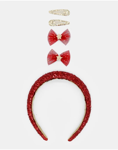 Morgan & Taylor - Noel Kids Clip Set in Sparkling Red and Gold