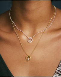 Karen Walker - Flaming Heart Pearl Drop Necklace 45cm