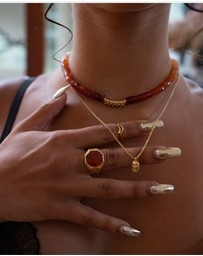KYOTI - Beaded Carnelian Relic Necklace