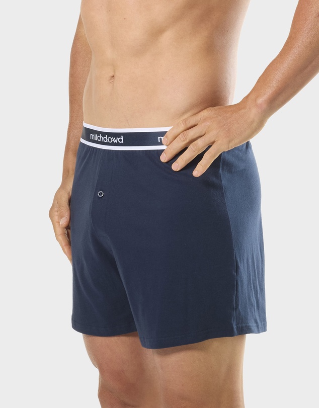 Mitch Dowd - Mens Cotton Knit Boxer Shorts 3 Pack - Blue