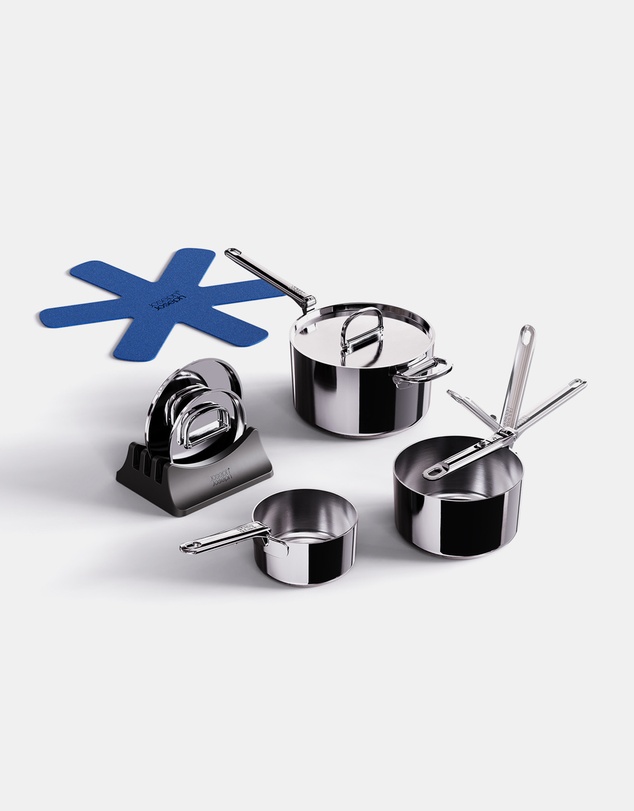 Joseph Joseph - Space Steel 3-piece Stainless-steel Cookware Set with Folding Handles