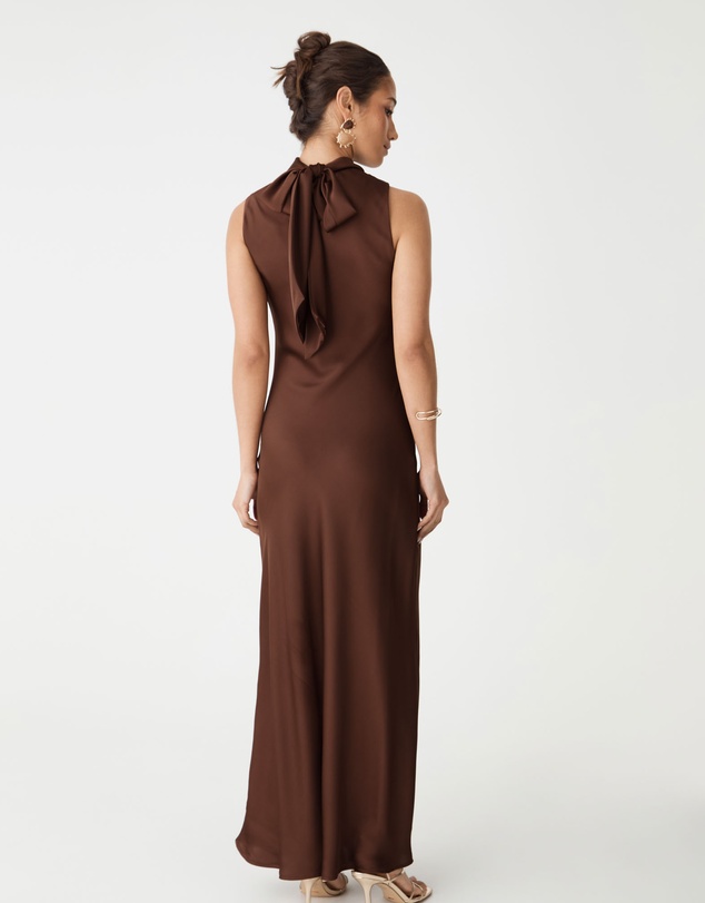 Forcast - Lorelei Tie Neck Satin Dress