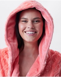 Bras N Things - Maxine Short Hooded Gown - Dark Coral