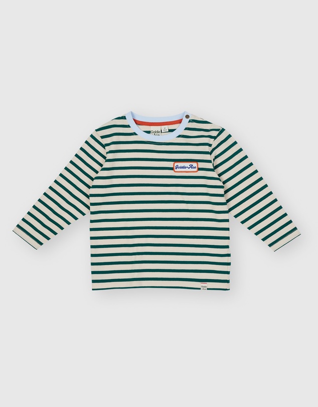 Goldie + Ace - LS Stripe Logo Top - Babies-Kids