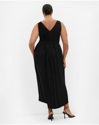 City Chic - Plus size Cherish V Drape Maxi Dress - black