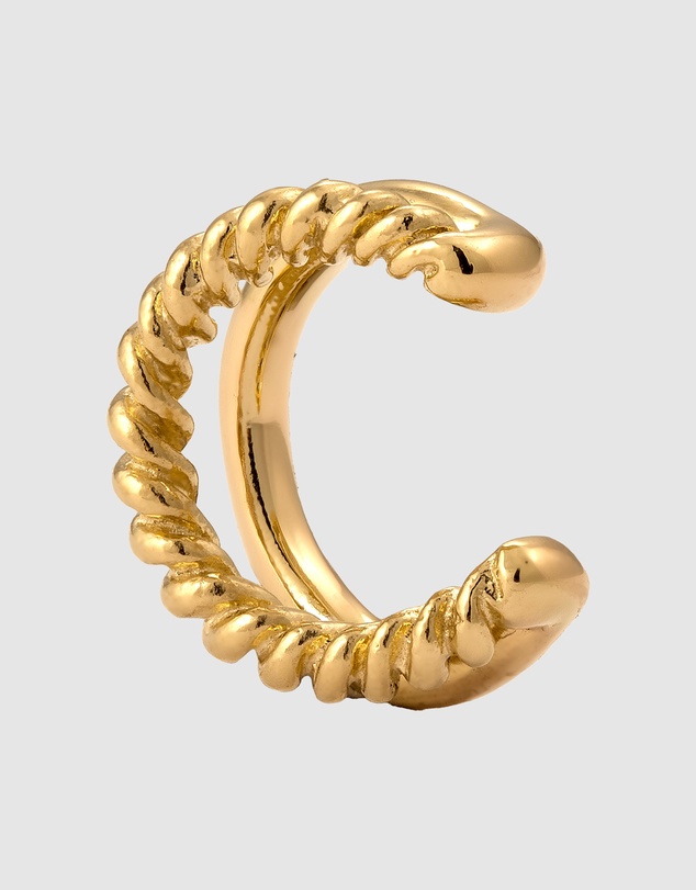 Elli Jewelry - Modern Ear Cuff in Gold-Plated 925 Silver