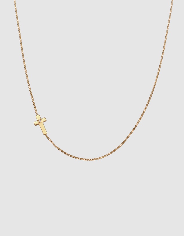 Elli Jewelry - Necklace Cross Crystal Pendant 925 Sterling Silver Gold-Plated