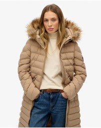 Superdry - Fuji Faux Fur Hooded Longline Slim Fit Jacket