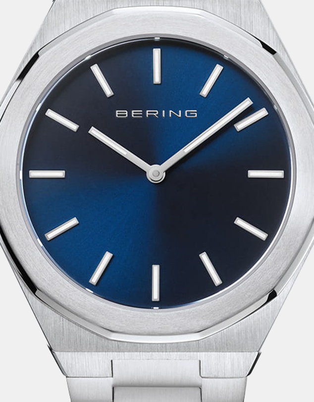 Bering - Mens Classic Polished 41mm Silver Strap Watch