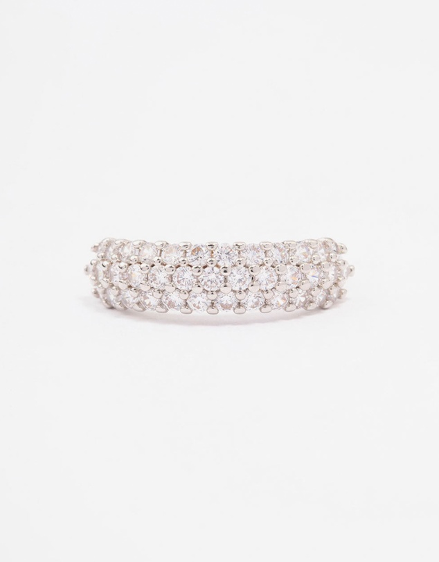 Lovisa - Silver Slim Cubic Zirconia Band Ring