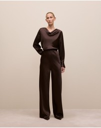 Trenery - Satin Bias Cut Pant in Coffee Bean