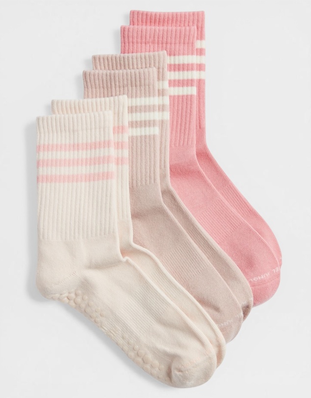 High Heel Jungle - Varsity Premium Cotton Pilates Yoga Grip Socks - 3 Pack