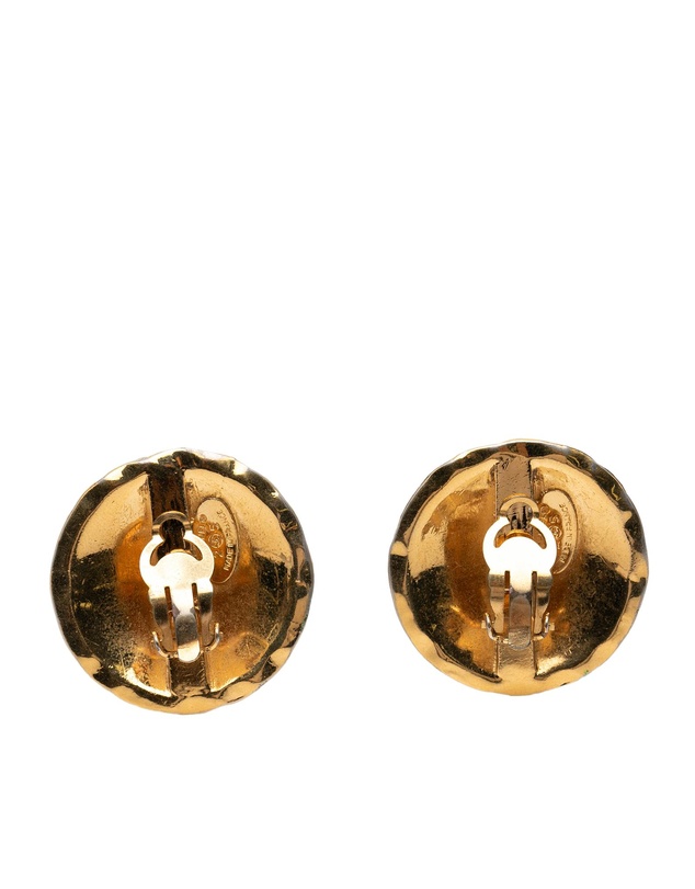 Pre-Loved by Azura Reborn - Pre-Loved CC Quilted Gold Plated Round Clip on Earrings