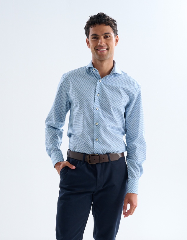 3 Wise Men - 3 Wise Men Washington Blue Print Shirt
