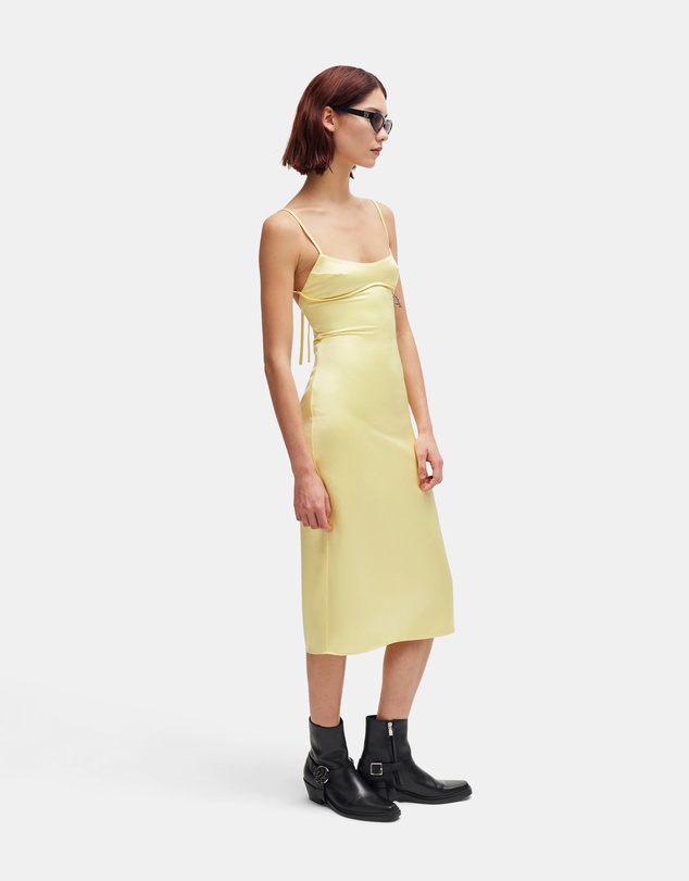 HUGO - Slim-fit Dress In Satin With Logo Trim