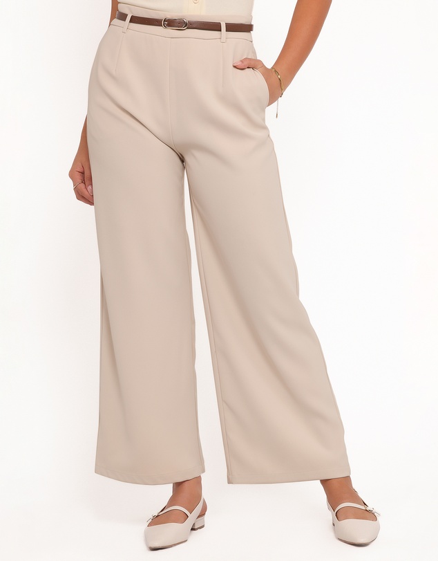 Petal & Pup - Ceres Belted Wide Leg Pant - Stone