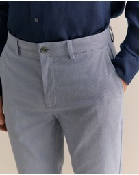 Trenery - Regular Fit Yarn Dyed Cotton Dobby Chino in Strong Blue