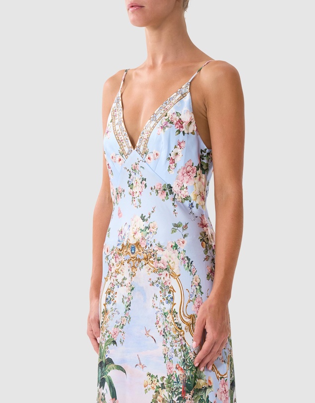 Camilla - V-Neck Full Length Bias Slip Dress
