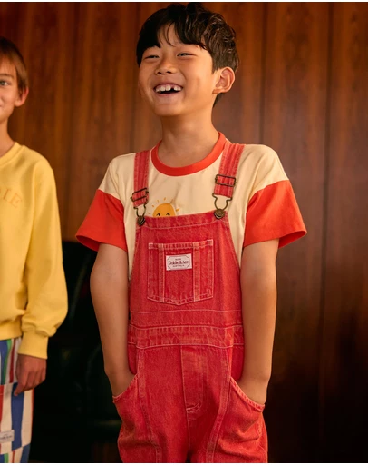 Goldie + Ace - James Vintage Washed Denim Pocket Overalls - Babies-Kids