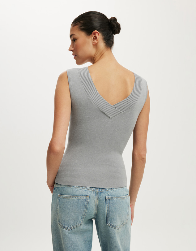 Cotton On - Double Knit V Neck Tank