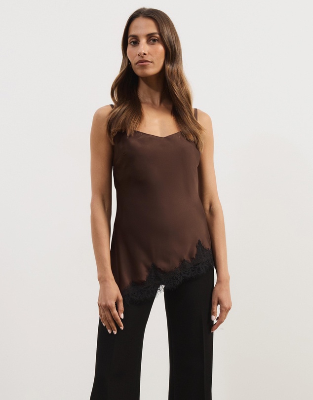Atmos&Here - Leoni Asymmetric Lace Satin Cami