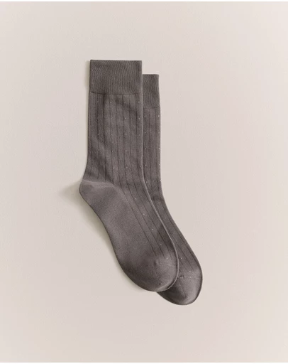 Trenery - Dot Rib Crew Sock in Cinder