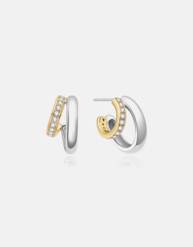 Ania Haie - Ania Haie Two-Tone Sparkling Stud Hoop Earrings