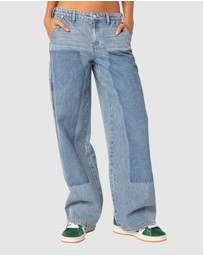 EDIKTED - Faded Wash Low Rise Carpenter Jeans